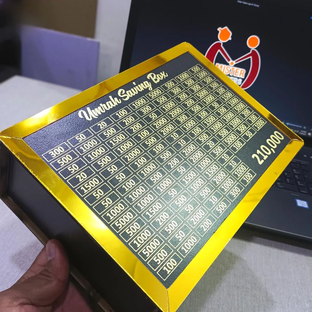 Umrah Savings Box Golden Black Wood 210k - Image 3