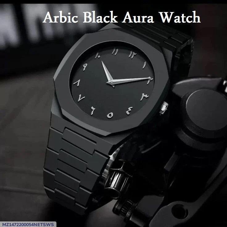 Black Arabic Aura Carbon Fiber Watch for Men - Image 6