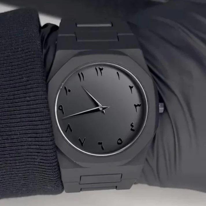 Black Arabic Aura Carbon Fiber Watch for Men - Image 2