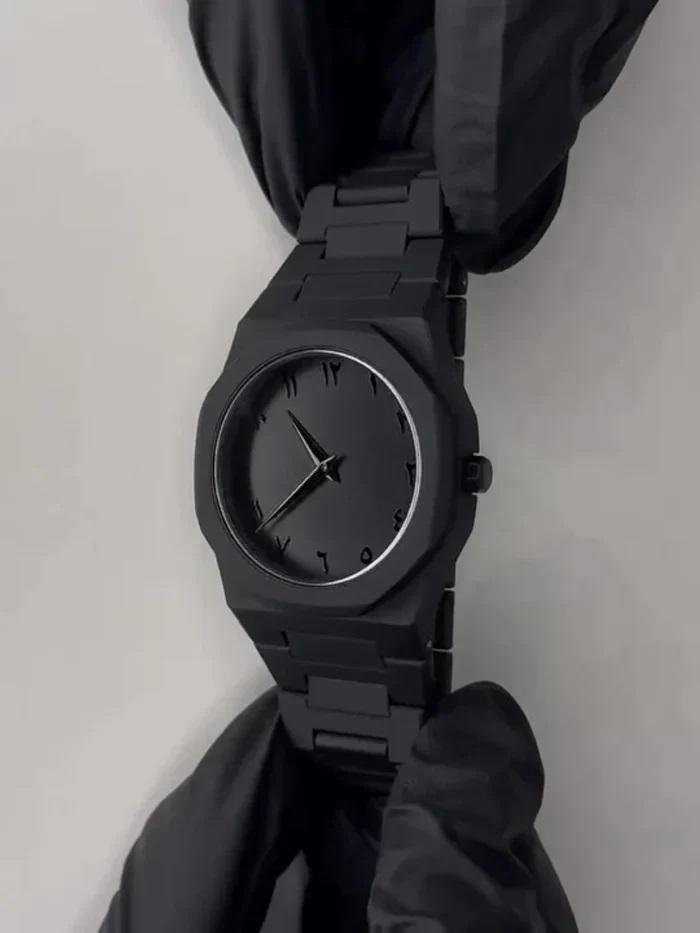 Black Arabic Aura Carbon Fiber Watch for Men - Image 3