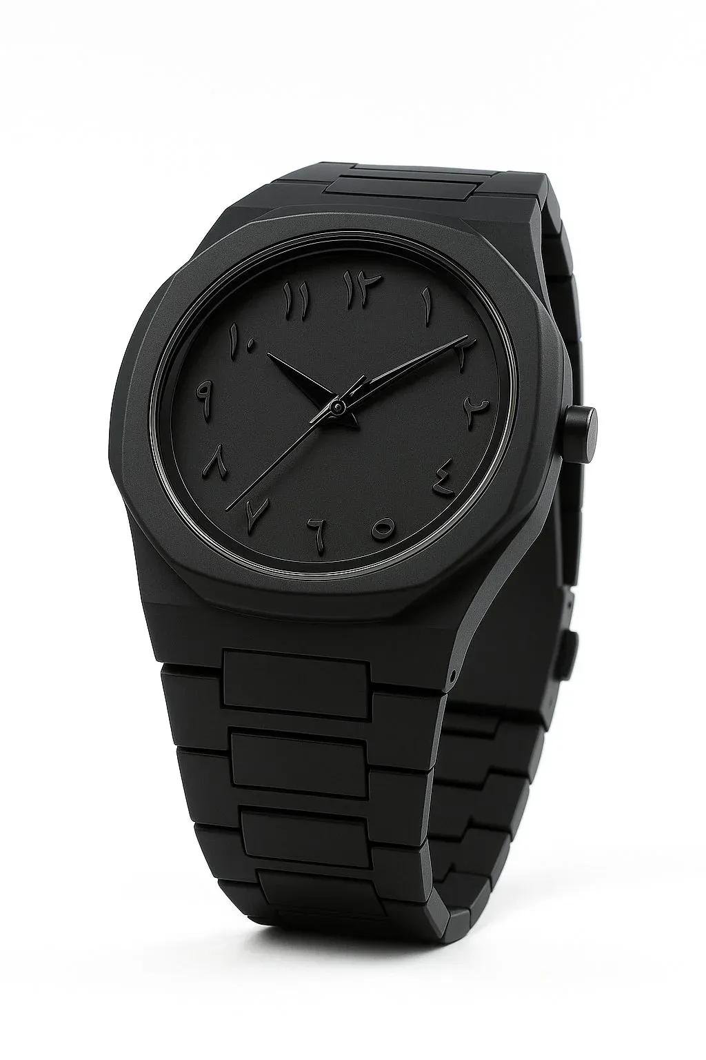 Black Arabic Aura Carbon Fiber Watch for Men - Image 5