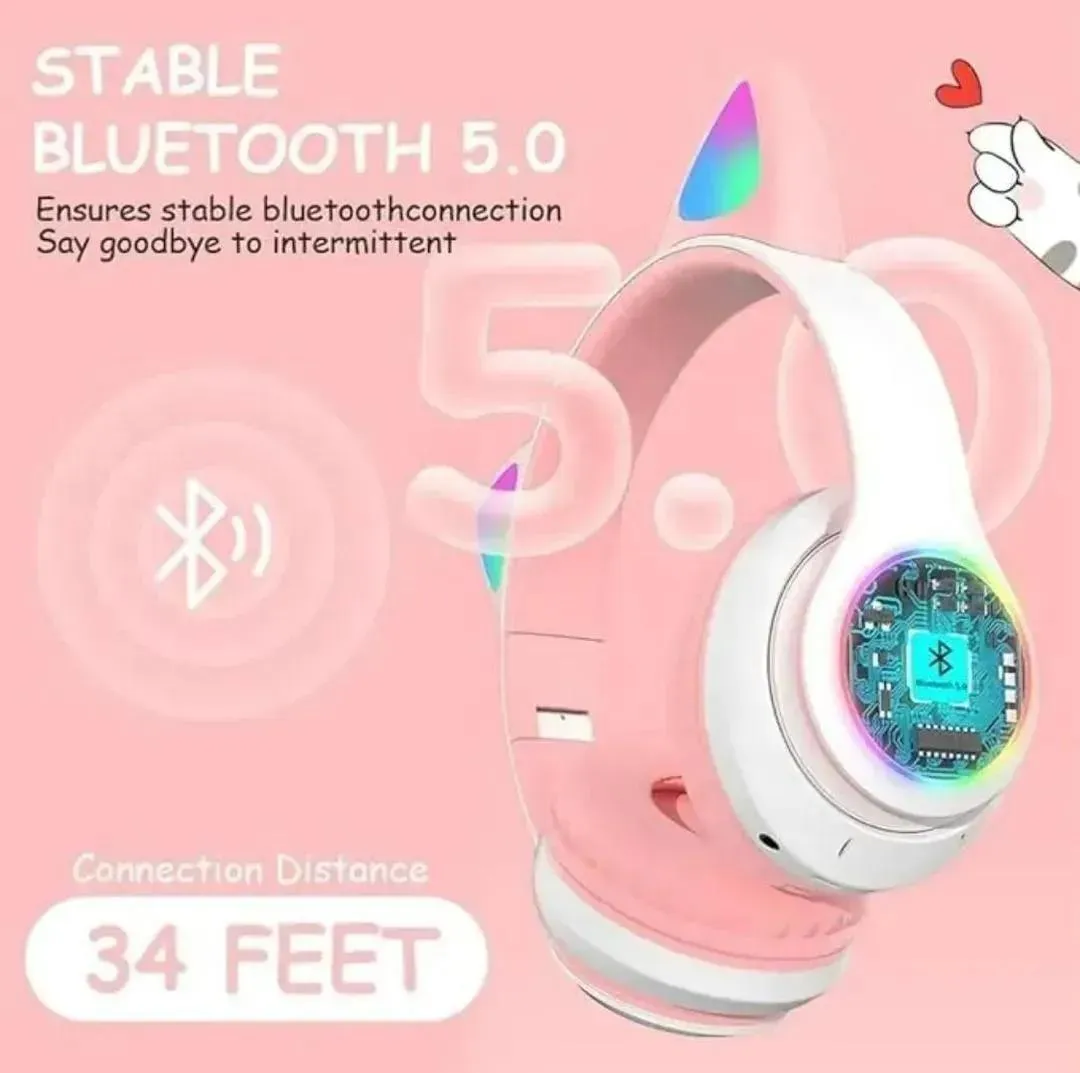 Cat Ear LED Headphones Multicolor ABS for Teens Young Adults - Image 3