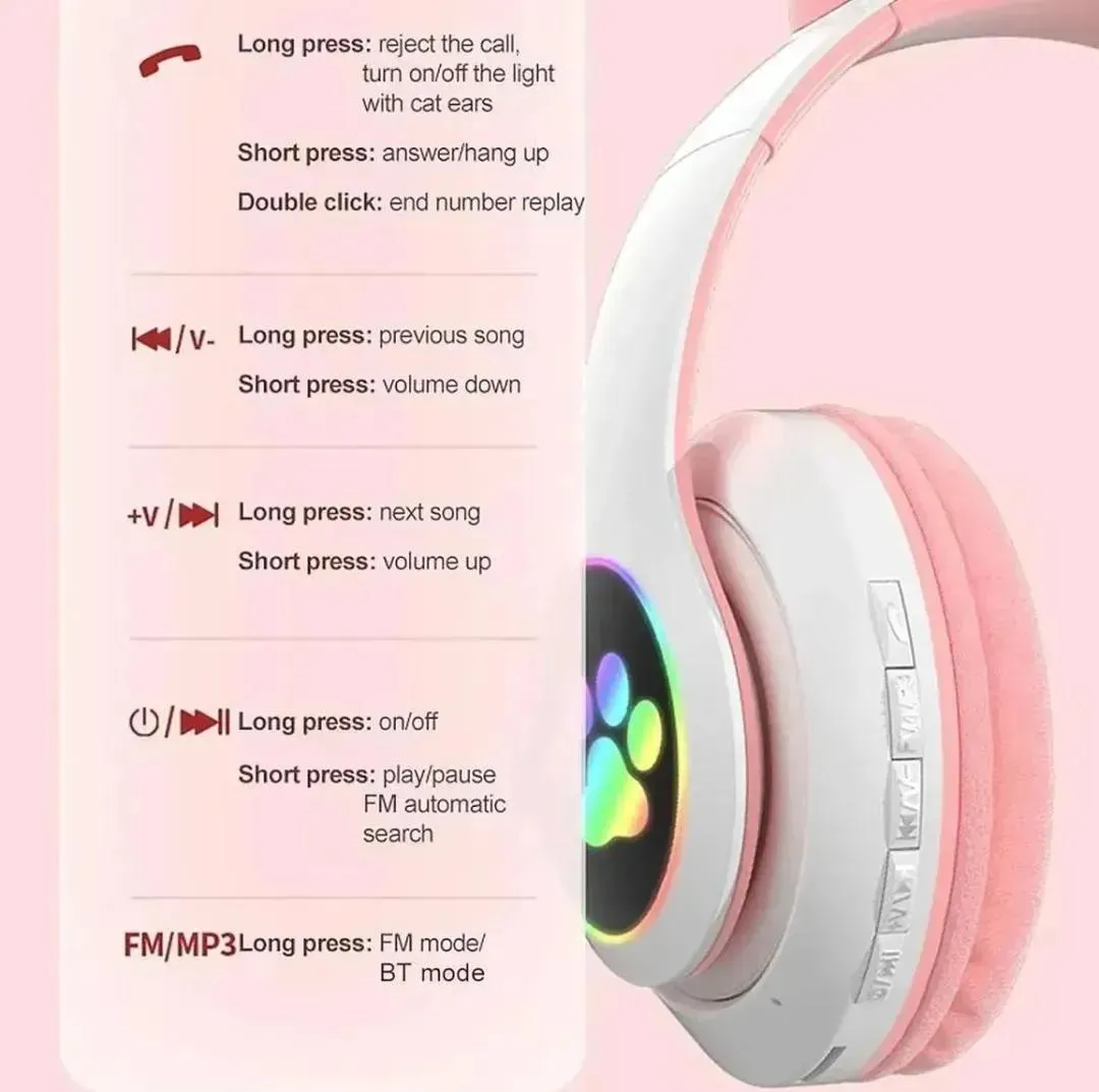 Cat Ear LED Headphones Multicolor ABS for Teens Young Adults - Image 5
