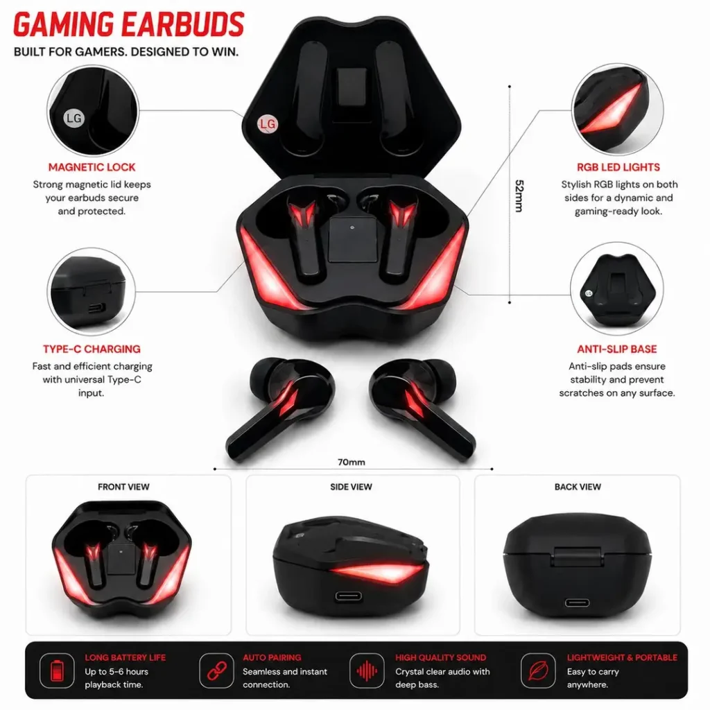 M04 Air pod Wireless Bluetooth Earphones - Stereo Sound with English Voice Prompt and Low Power Consumption